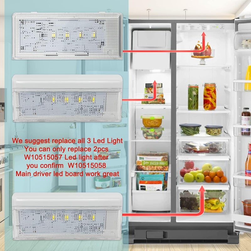 WISINY W10515057 Refrigerator LED Light Compatible for Whirlpool WRS325fdam04 Freezer WRS325FDAM02 WRS322FDAM04 and Kenmore Maytag Refrigerator Replaces WPW10515057 with Cover - Image 5